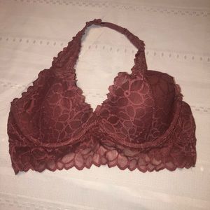 Victoria's Secret Pink Floral Lace Halter Medium